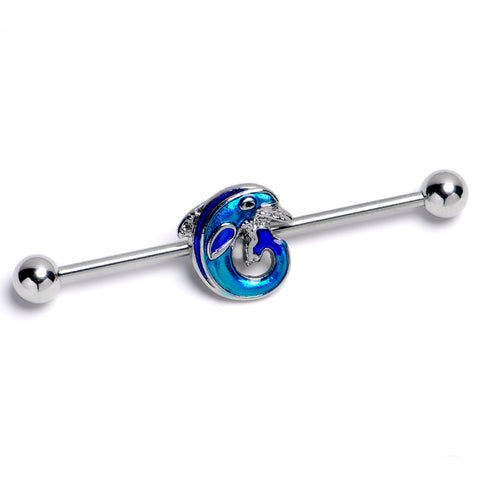 14G Dolphin Blue Beauty Industrial Barbell 38mm
