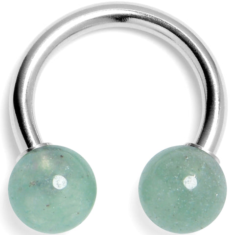 14G 3/8 Aventurine Natural Stone Horseshoe Circular Barbell
