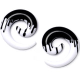 0G White Black Drip Acrylic Spiral Taper Set