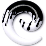0G White Black Drip Acrylic Spiral Taper Set