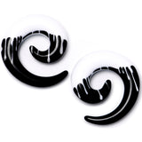 0G Black White Reverse Drip Acrylic Spiral Taper Set