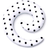 0G White Acrylic Polka Dots Black Spiral Taper Set