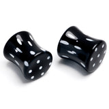 Black Acrylic Polka Dots White Double Flare Plug Set