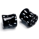 Black Acrylic Polka Dots White Double Flare Plug Set