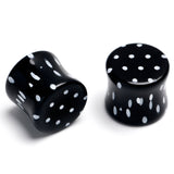 Black Acrylic Polka Dots White Double Flare Plug Set