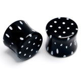 Black Acrylic Polka Dots White Double Flare Plug Set