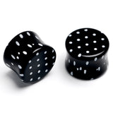 Black Acrylic Polka Dots White Double Flare Plug Set
