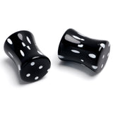 Black Acrylic Polka Dots White Double Flare Plug Set