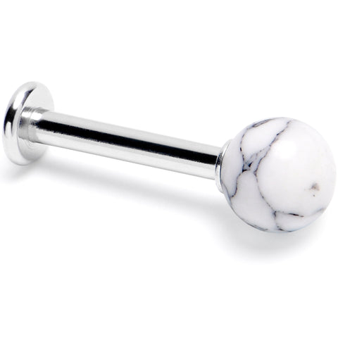 14G 3/8 White Howlite Natural Stone Labret Tragus Earring