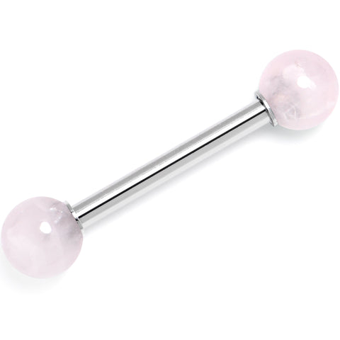 14G 5/8 Pink Crystal Natural Stone Tongue Ring