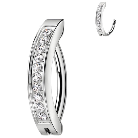 14G 1/2 CZ ASTM F-136 Implant Grade Titanium Hinged Hoop Belly Ring