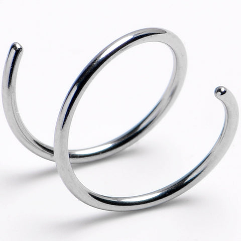 20G Double Hoop 316L Surgical Steel Left Spiral Nose Ring