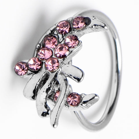 20G 5/16 Pink Gem Cartilage Helix Hoop Earring