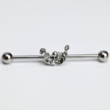 14G Clear Gem Scrolling Elegance Industrial Barbell 38mm