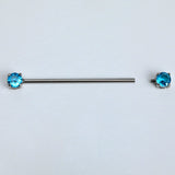 14G Blue CZ Gem Internally Threaded Industrial Barbell 38mm