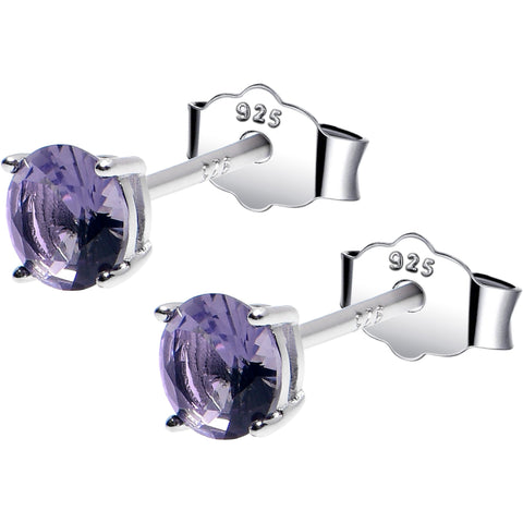 4mm CZ 925 Sterling Silver February Birthstone Stud Earrings