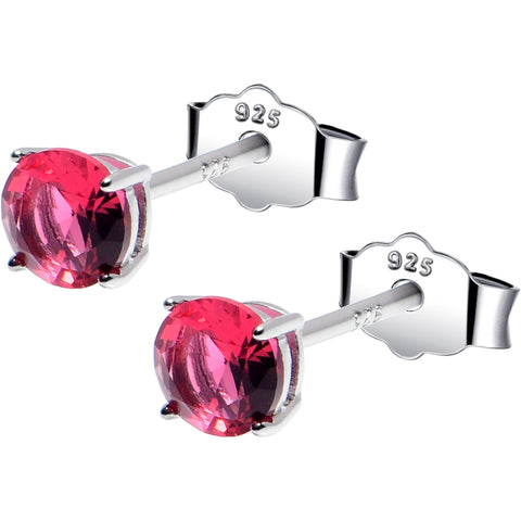 4mm CZ 925 Sterling Silver July Birthstone Stud Earrings