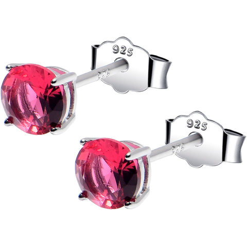 5mm CZ 925 Sterling Silver July Birthstone Stud Earrings