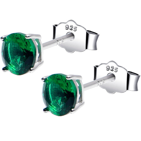 5mm CZ 925 Sterling Silver May Birthstone Stud Earrings
