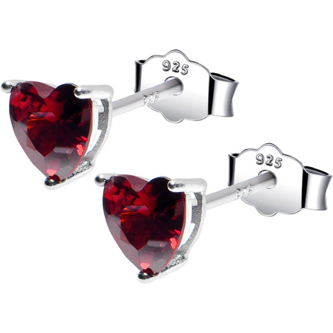 5mm CZ  Heart 925 Sterling Silver January Birthstone Stud Earrings