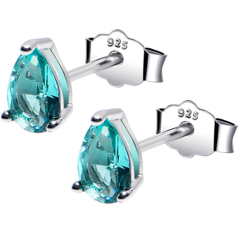 4mm CZ Pear 925 Sterling Silver December Birthstone Stud Earrings