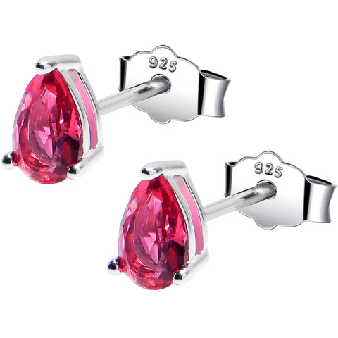 4mm CZ Pear 925 Sterling Silver July Birthstone Stud Earrings