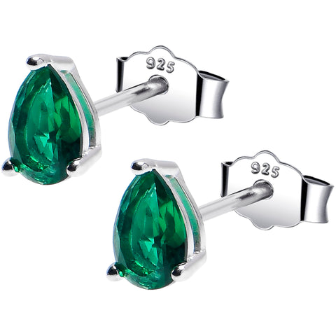 4mm CZ Pear 925 Sterling Silver May Birthstone Stud Earrings