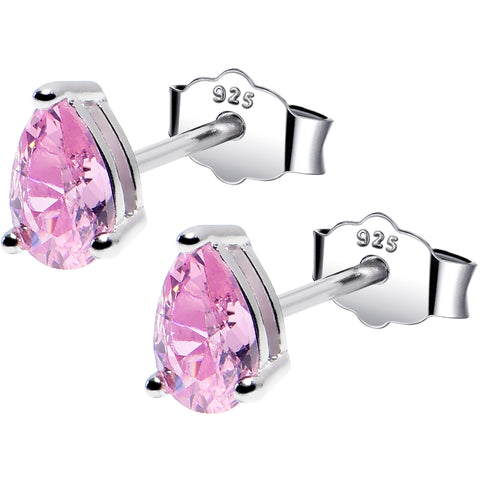 4mm CZ Pear 925 Sterling Silver October Birthstone Stud Earrings