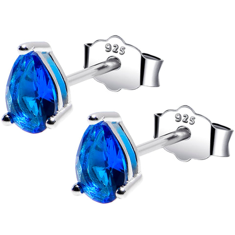4mm CZ Pear 925 Sterling Silver September Birthstone Stud Earrings
