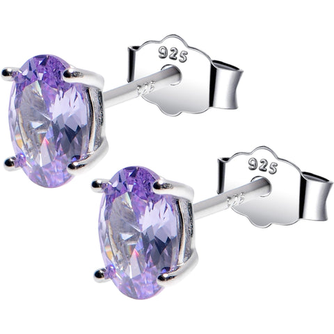 4mm CZ Oval 925 Sterling Silver June Birthstone Stud Earrings