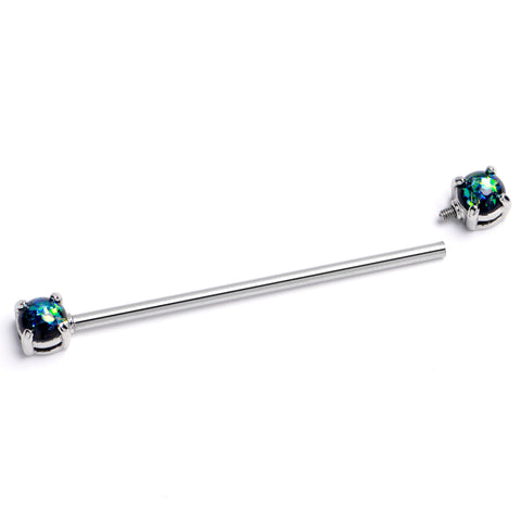 14G Black Faux Opal Internally Threaded Industrial Barbell 38mm