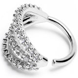 18G 5/16 Clear CZ Gem Faux Triple Hoop Closure Ring