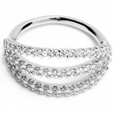 18G 3/8 Clear CZ Gem Faux Triple Hoop Closure Ring
