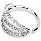 18G 3/8 Clear CZ Gem Faux Triple Hoop Closure Ring