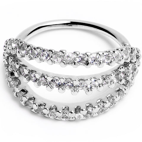 20G 5/16 Clear CZ Gem Faux Triple Hoop Nose Hoop