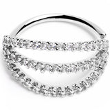20G 3/8 Clear CZ Gem Faux Triple Hoop Nose Hoop
