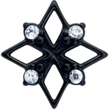 Clear CZ Gem Black Gothic Star Barbell Tongue Ring