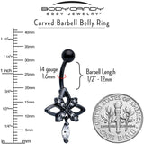 Clear CZ Gem Black Gothic Star Dangle Belly Ring