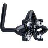 20G 7mm Clear CZ Gem Black Gothic Star L Shape Nose Ring