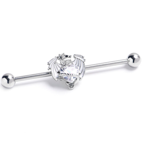 14G Clear Gem Heart ofDragon Industrial Barbell 38mm