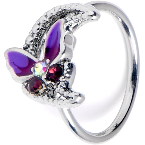 20G 5/16 Aurora Gem Butterfly Purple Beauty Nose Hoop