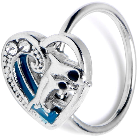 20G 5/16 Clear Gem Dolphin Heart Delight Nose Hoop