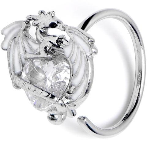 20G 5/16 Clear Gem Heart of Dragon Nose Hoop