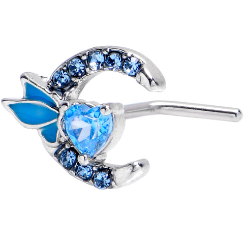 20G 7mm Blue Gem Butterfly Heart Moon L Shape Nose Ring