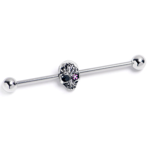 14G Clear Gem Stylish Skull Halloween Industrial Barbell 38mm