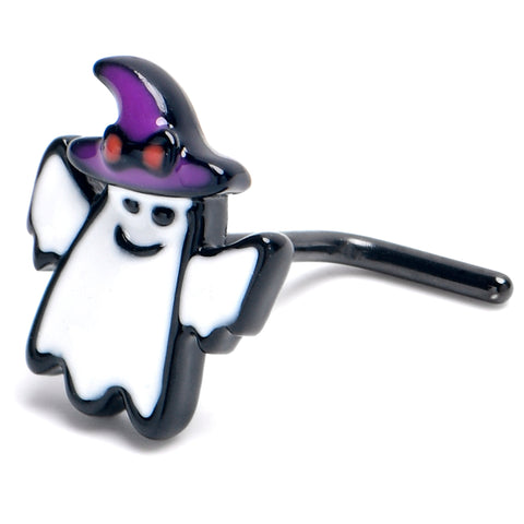 20G 7mm Black Witch Ghost Halloween L Shape Nose Ring