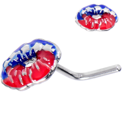 20G 7mm Patriotic Kissy Lips L Shape Nose Ring