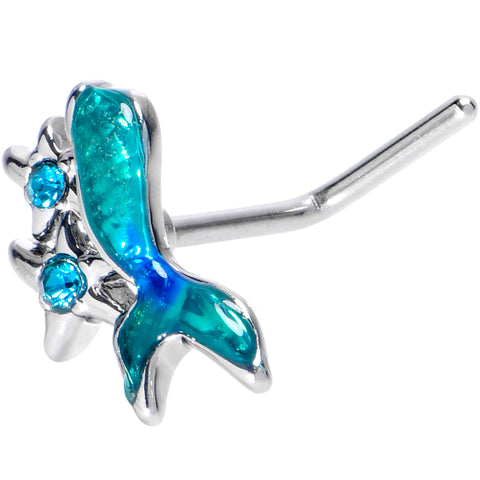 20G 7mm Blue Gem Blue Mermaid Tail Stars L Shape Nose Ring