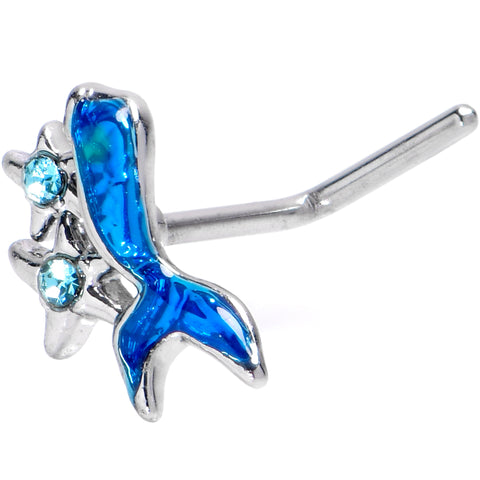20G 7mm Blue Gem Dark Blue Mermaid Tail Stars L Shape Nose Ring