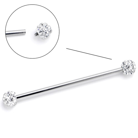 14G Clear Gem Internally Threaded Disco Industrial Barbell 38mm